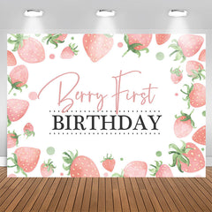 Aperturee - Strawberry First Sweet Birthday For Girl Backdrop
