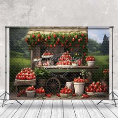 Aperturee - Strawberry Shop Green Grass Woods Backdrop For Studio