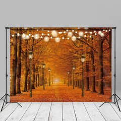 Aperturee - Street Light Yellow Maple Tree Leaf Autumn Backdrop