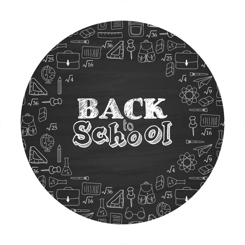 Aperturee - Study Pattern Round Black Back To School Backdrop