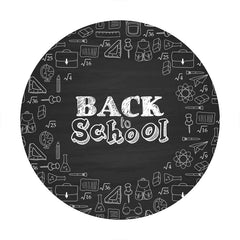 Aperturee - Study Pattern Round Black Back To School Backdrop