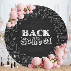 Aperturee - Study Pattern Round Black Back To School Backdrop