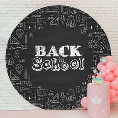 Aperturee - Study Pattern Round Black Back To School Backdrop