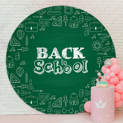 Aperturee - Study Pattern Round Green Back To School Backdrop