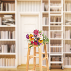 Aperturee - Study Room White Bookshelves Back To School Backdrop