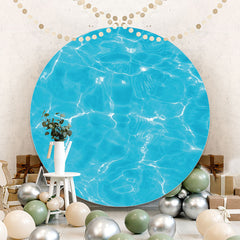 Aperturee - Summer Blue Sea Round Birthday Party Backdrop