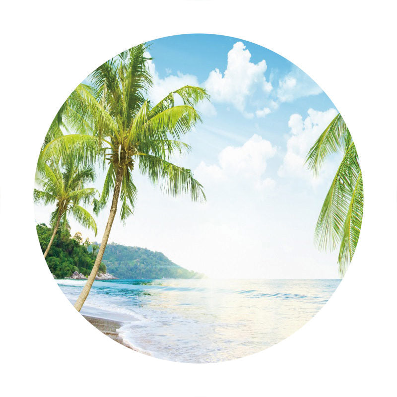 Aperturee - Summer Coconut Tree Beach Sea Circle Backdrop