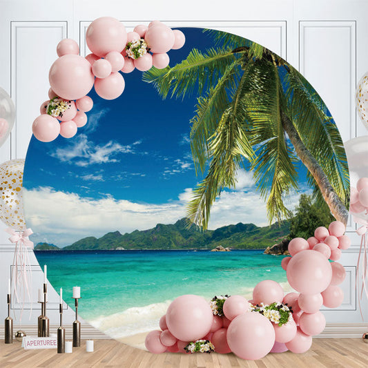 Aperturee - Summer Coconut Tree With Beach Round Backdrop