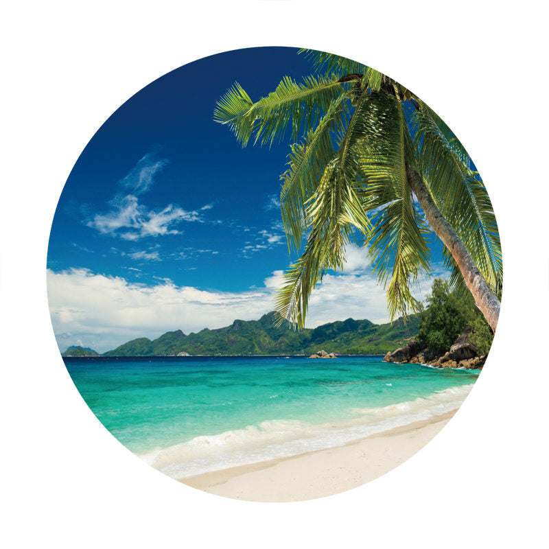 Aperturee - Summer Coconut Tree With Beach Round Backdrop
