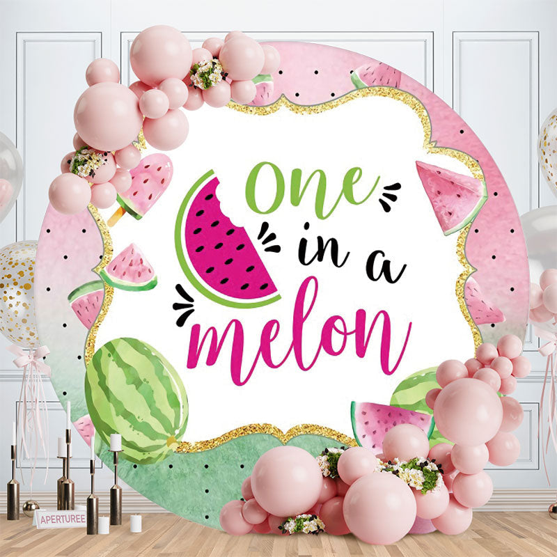 Aperturee - Summer One In A Melon Round Birthday Party Backdrop