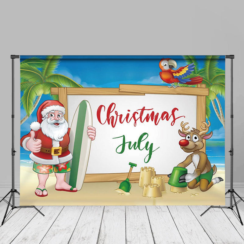 Aperturee - Summer Party Santa Deer Christmas In July Backdrop