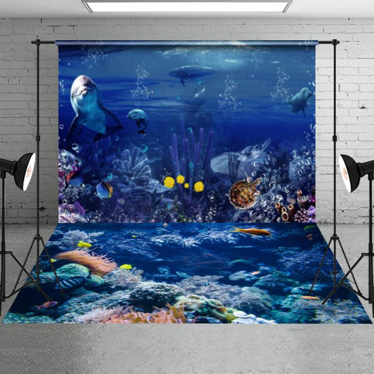 Aperturee - Summer Underwater Ocean Reef Backdrop+Ocean Reef Marine Floor Backdrop