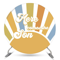 Aperturee Sun Here Comes The Son Round Baby Shower Backdrop