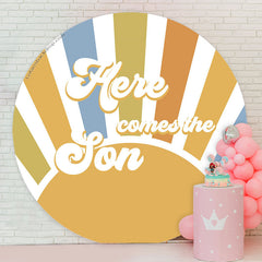 Aperturee - Sun Here Comes The Son Round Baby Shower Backdrop