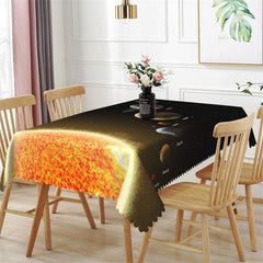 Aperturee - Sun Saturn Galaxy Black Space Rectangle Tablecloth