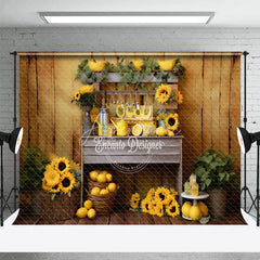 Aperturee - Sunflower Lemon Green Plants Backdrop For Photo