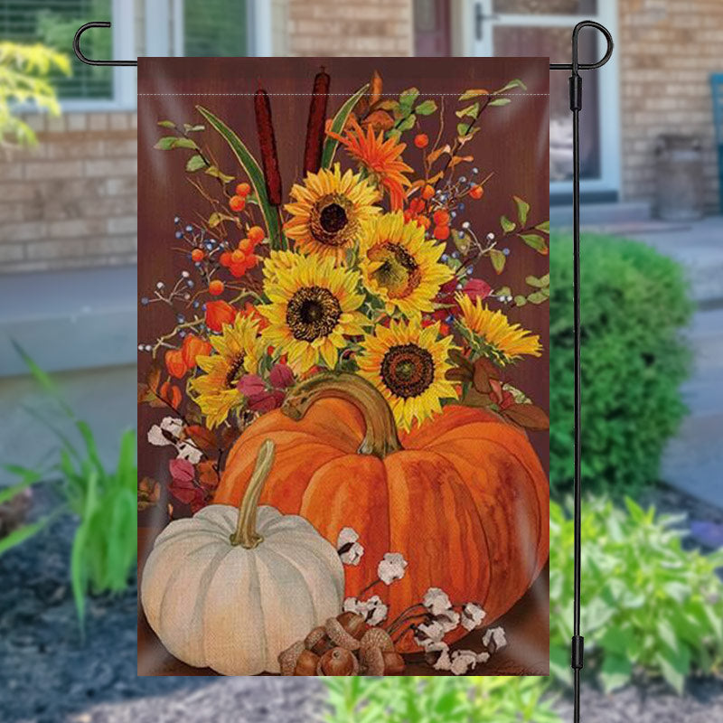 Aperturee - Sunflower Pumpkin Oil Painting Waterproof Garden Flag