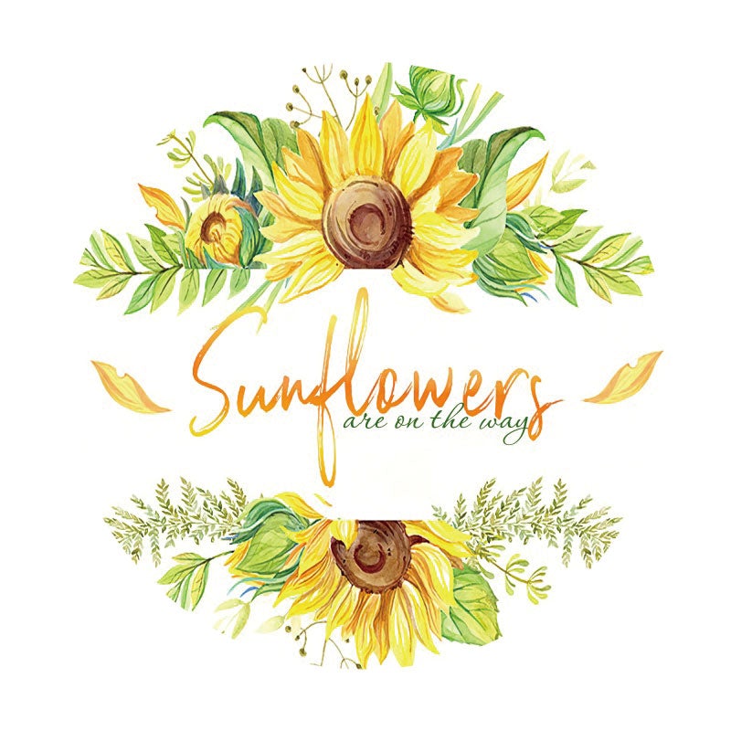 Aperturee - Sunflowers On The Way Round Baby Shower Backdrop
