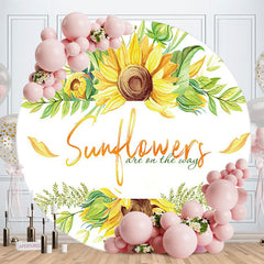 Aperturee - Sunflowers On The Way Round Baby Shower Backdrop