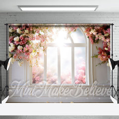 Aperturee - Sunny White Pink Flowers Door And Window Backdrop