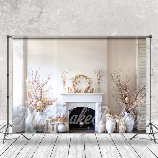 Aperturee - Sunshine Window Wall Floral Fireplace Photo Backdrop