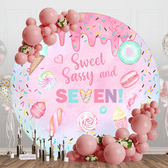 Aperturee - Sweet Sassy Seven Pink Round 7th Birthday Backdrop