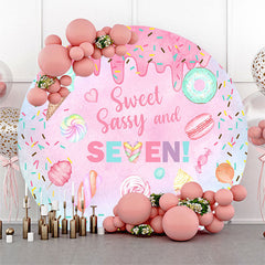 Aperturee - Sweet Sassy Seven Pink Round 7th Birthday Backdrop