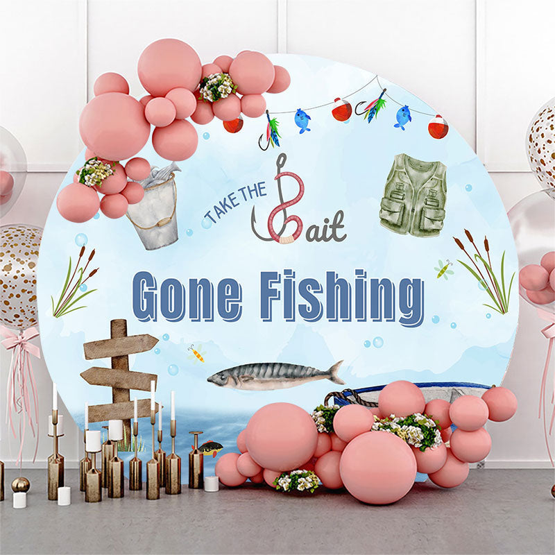 Aperturee - Take The Bait Gone Fishing Round Birthday Backdrop