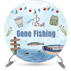 Aperturee - Take The Bait Gone Fishing Round Birthday Backdrop