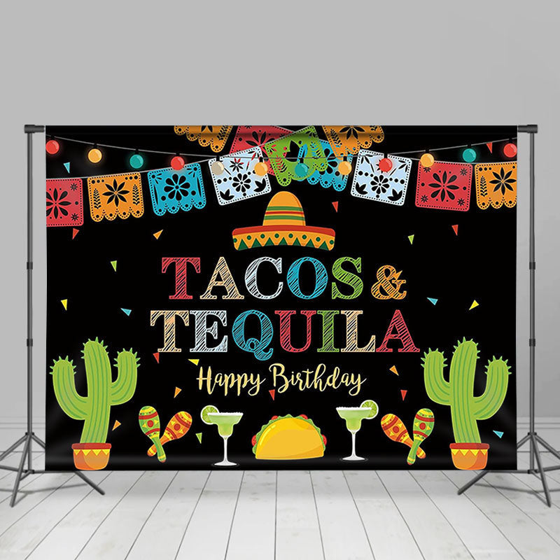 Aperturee - Tasos Tequila Happy Birthday Mexican Fiesta Theme Backdrop