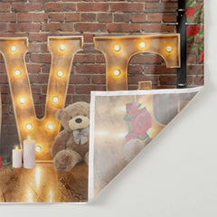 Aperturee - Teddy Love Light Rose Wall Valentines Day Backdrop