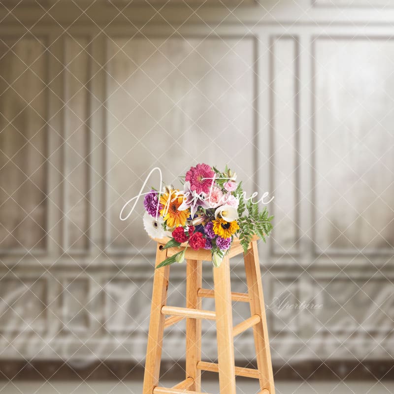 Aperturee - Painted Trim Moulding Cream Retro Wall Backdrop