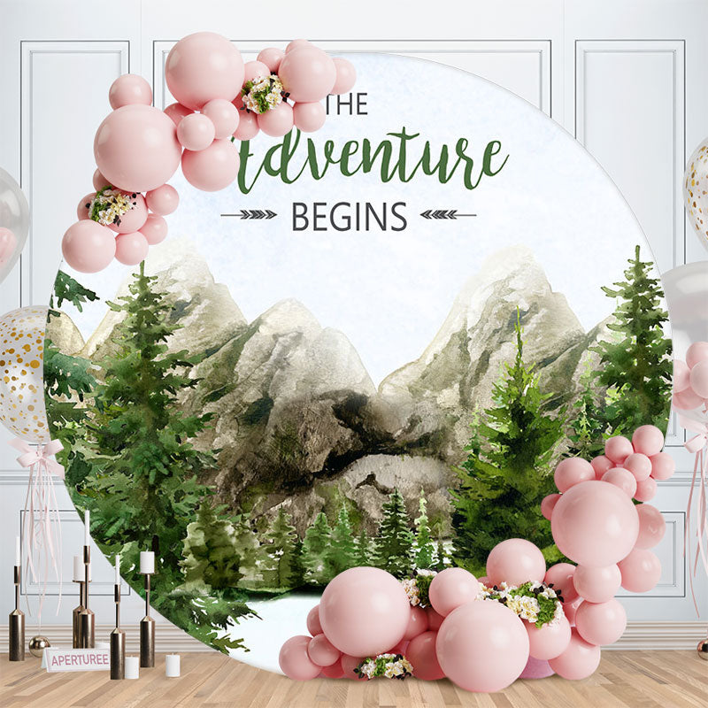 Aperturee - The Adventure Begins Round Birthday Backdrop