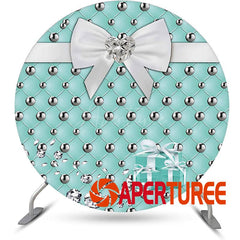 Aperturee - Tiffany Blue Diamond Tie Round Birthday Backdrop