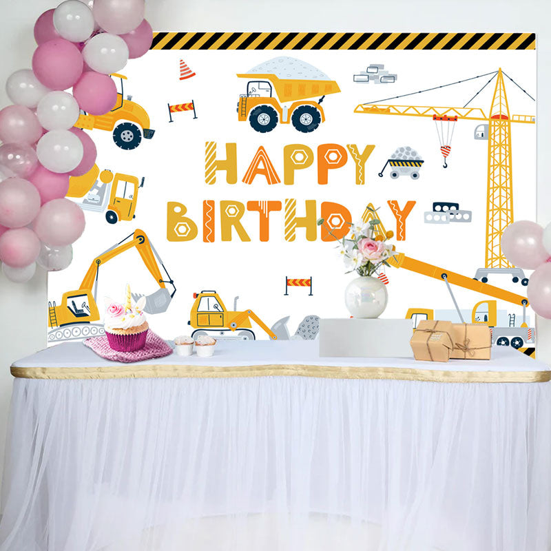 Aperturee - Toy Construction Truck Birthday Backdrop For Boy