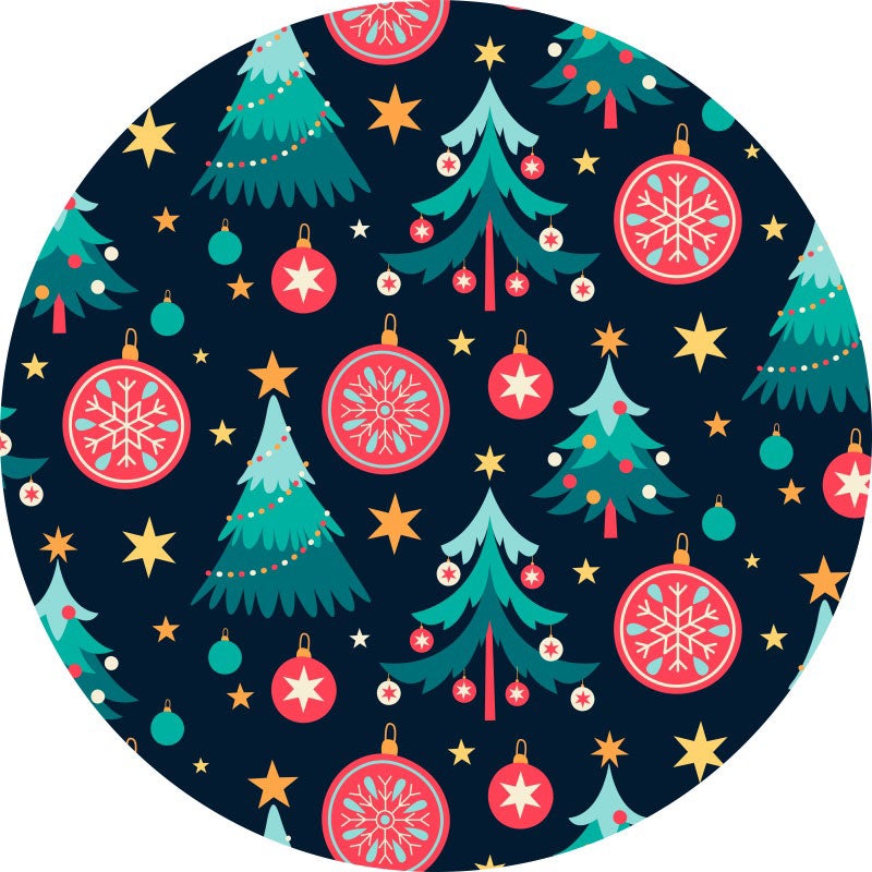 Aperturee - Tree Snowflake Round Christmas Backdrop For Party
