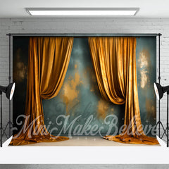 Aperturee - Trim Moulding Gold Blue Curtains Fine Art Backdrop