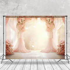 Aperturee - Tulle Curtain Rose Decoration Wedding Photo Backdrop