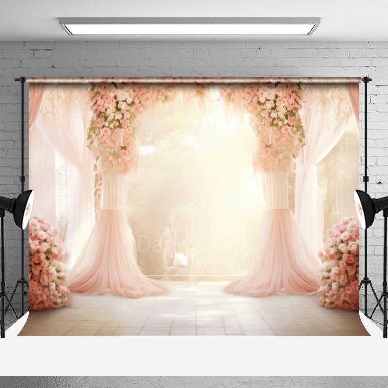 Aperturee - Tulle Curtain Rose Decoration Wedding Photo Backdrop