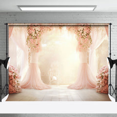 Aperturee - Tulle Curtain Rose Decoration Wedding Photo Backdrop