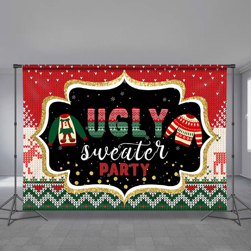 Aperturee - Ugly Sweater Red Green Christmas Party Backdrop