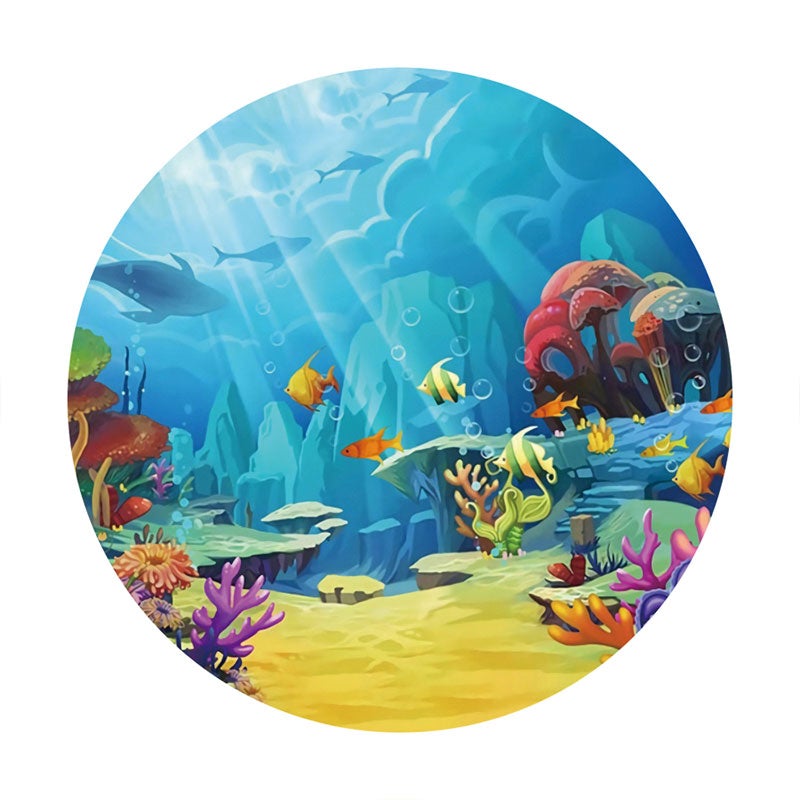 Aperturee - Under The The Deep Sea World Round birthday Backdrop