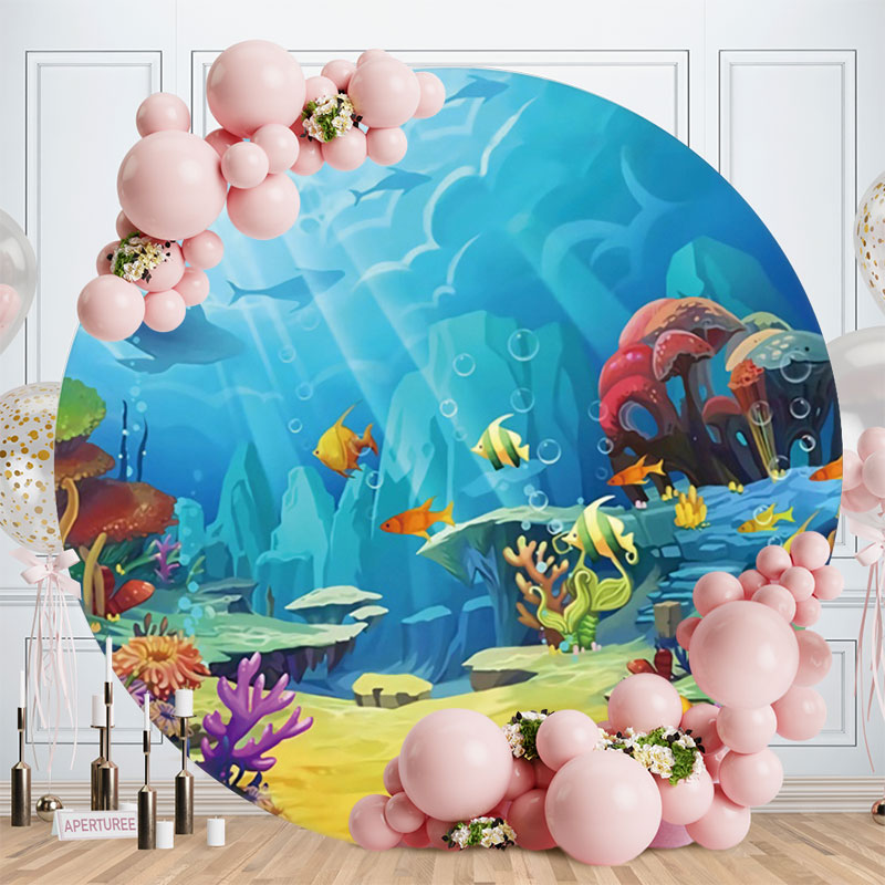Aperturee - Under The The Deep Sea World Round birthday Backdrop