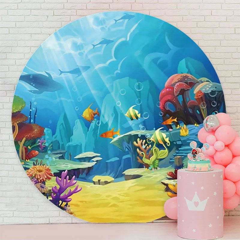 Aperturee - Under The The Deep Sea World Round birthday Backdrop