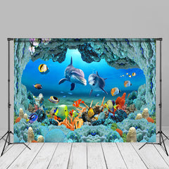 Aperturee - Underwater Marine Dolphin Coral Fish Summer Backdrop