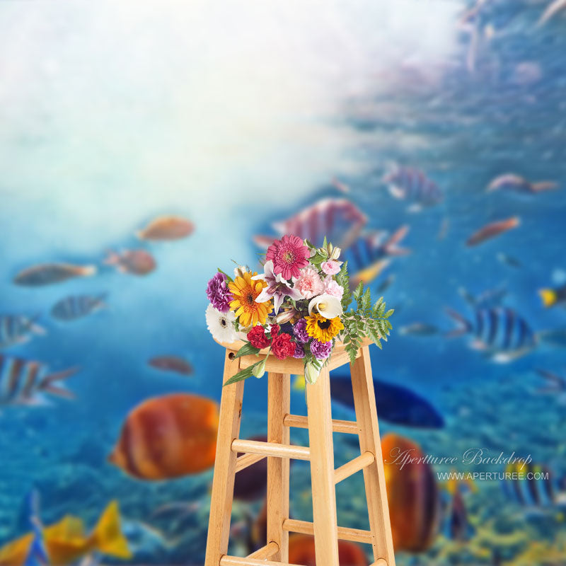 Aperturee - Underwater World Colorful Fish Summer Backdrop Decor