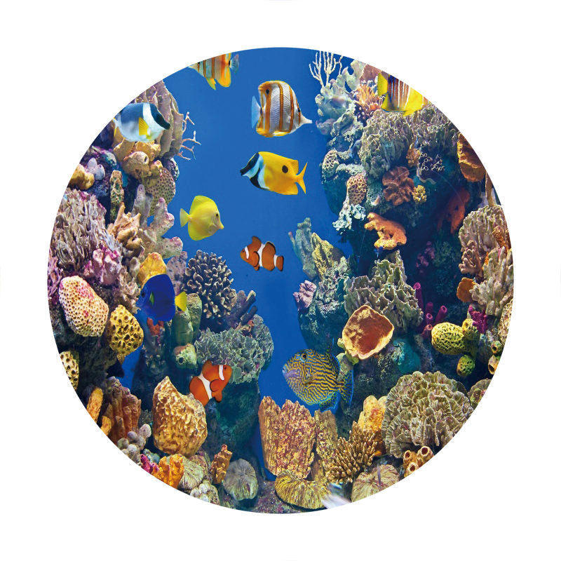 Aperturee - Underwater World Of Fish Corals Circle Backdrop