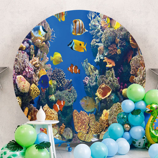 Aperturee - Underwater World Of Fish Corals Circle Backdrop