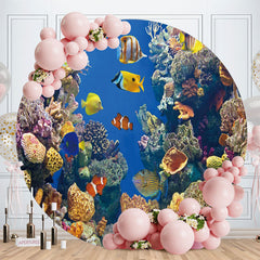 Aperturee - Underwater World Of Fish Corals Circle Backdrop