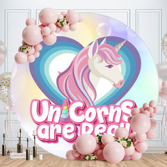 Aperturee - Unicorns Are Real Round Kids Birthday Backdrop